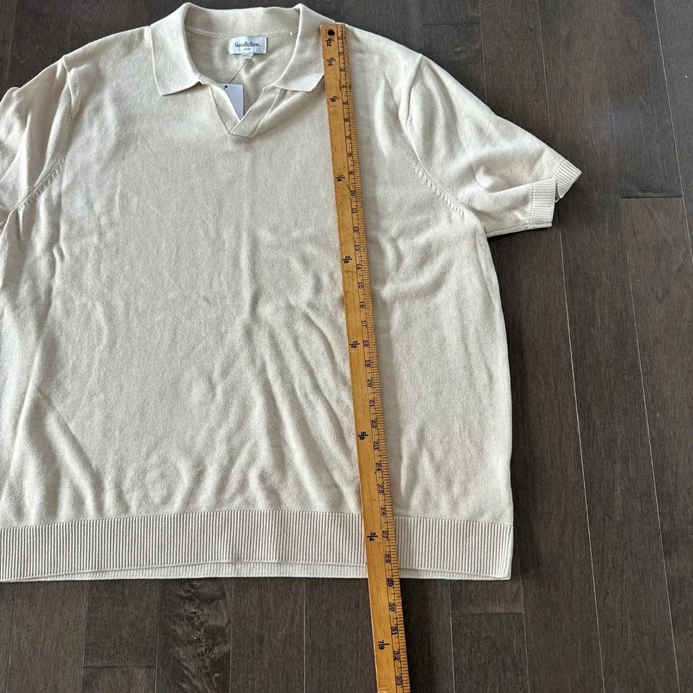 NWT Mens Collared Short Sleeve Sweater Lightweight Euro Summer Cream XXL